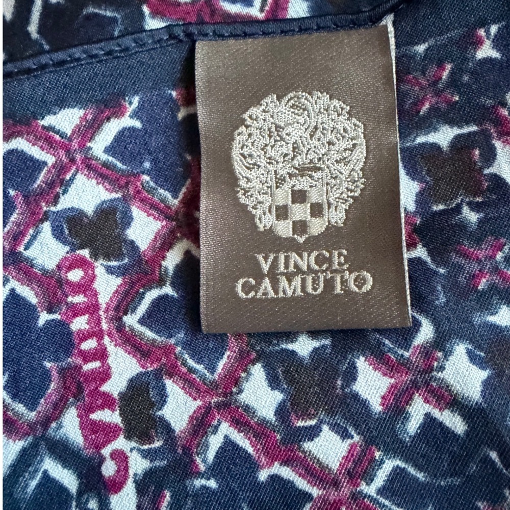 Vince Camuto Boho Floral Geometric Scarf Womens Navy Burgundy Hair Wrap Chic - Picture 6 of 8